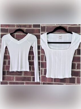 Set Of 2 BDG White Ribbed Knit Cropped Top Women’s XS Regular NEW Long Short